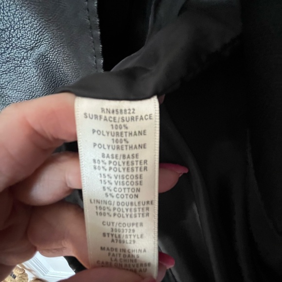 Max Studio Faux Leather Blazer, Size L, Black, Notch Collar,Welt Pockets - Picture 7 of 7